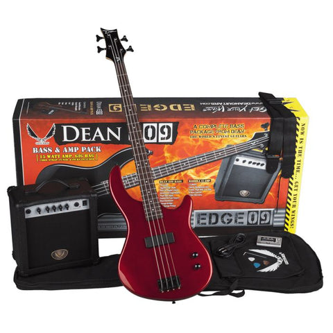 Dean - Edge 09 Bass Pack - Metallic Red w/ Amp & Acc