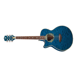 Luna Guitars - Fauna Dolphin A/E Lefty - Trans Blue