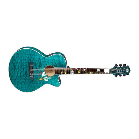 Luna Guitars - Flora Moonflower A/E - Trans Mallard