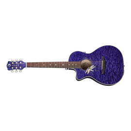 Luna Guitars - Flora Passionflower A/E Lefty - Trans Purple