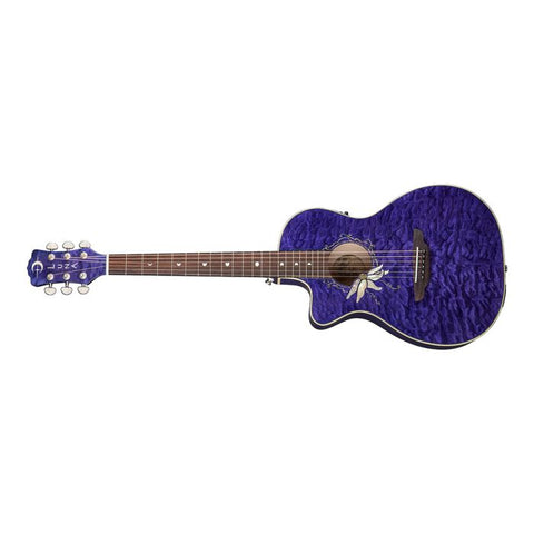 Luna Guitars - Flora Passionflower A/E Lefty - Trans Purple