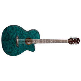 Luna Guitars - Gypsy Quilt Ash A/E - Trans Teal