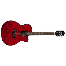 Luna Guitars - Gypsy Quilt Ash A/E - Trans Red