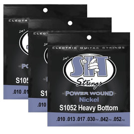 S.I.T. Strings S1052 Heavy Bottom Nickel Power Wound Electric Guitar Strings - 3 Sets