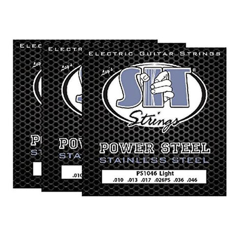 S.I.T. Strings PS1046 Stainless Steel Power Steel Extra Light Electric Guitar Strings - 3 PACK