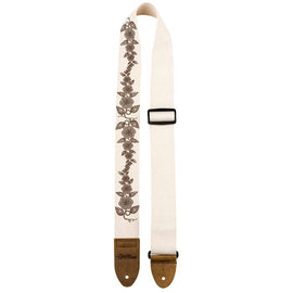 Luna Guitars - Guitar Strap Floral Pattern Cotton - Cream