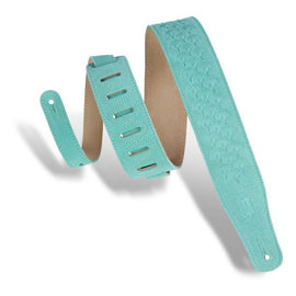 Levy's 2.5 Suede Leather Floret Embossed Guitar Strap, Seafoam MS26DE-SEA