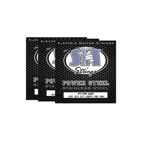 S.I.T. Strings PS1046 Stainless Steel Power Steel Extra Light Electric Guitar Strings - 3 Sets