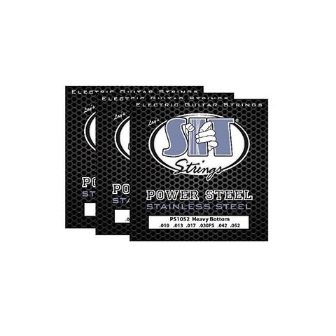 S.I.T. Strings PS1052 Heavy Bottom Power Steel Stainless Steel Electric Guitar String - 3 Sets