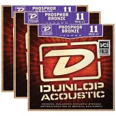 Dunlop 3 Packs of DAP1152 AG-PHB MEDIUM LT Acoustic Phosphor Bronze Guitars Strings
