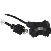 3-Wire Edison AC Extension Cord with Three Plugs (12 AWG, Black, 10') Available For Rent