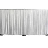 8' Tall Pipe & Drape White Most Widths for Rent