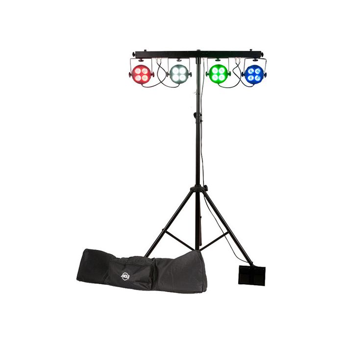 American DJ Starbar Wash System with LED PARs, Stand, Footswitch Controller, and Bag