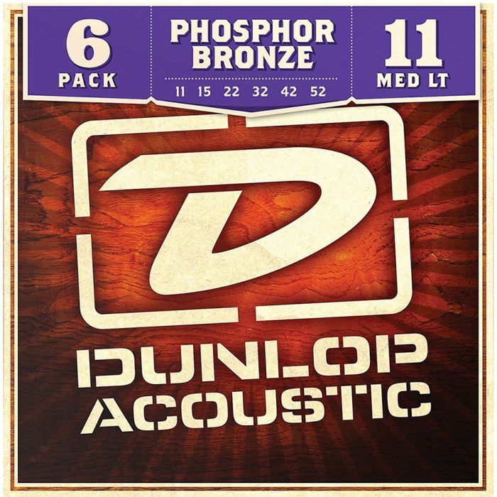 Dunlop Phosphor Bronze Acoustic Guitar Strings Medium Light 6-Pack