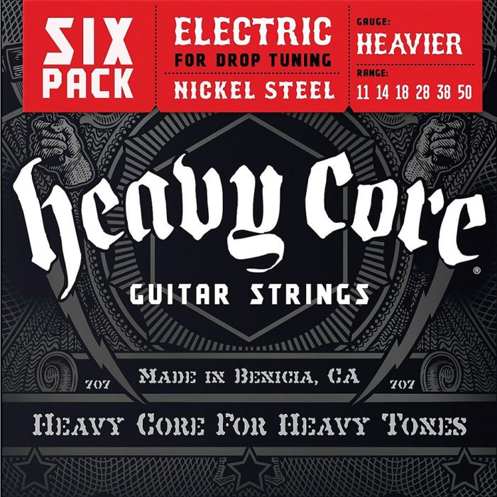 Dunlop Nickel Plated Steel Heavy Core Electric Guitar Strings Heavier 6 Pack