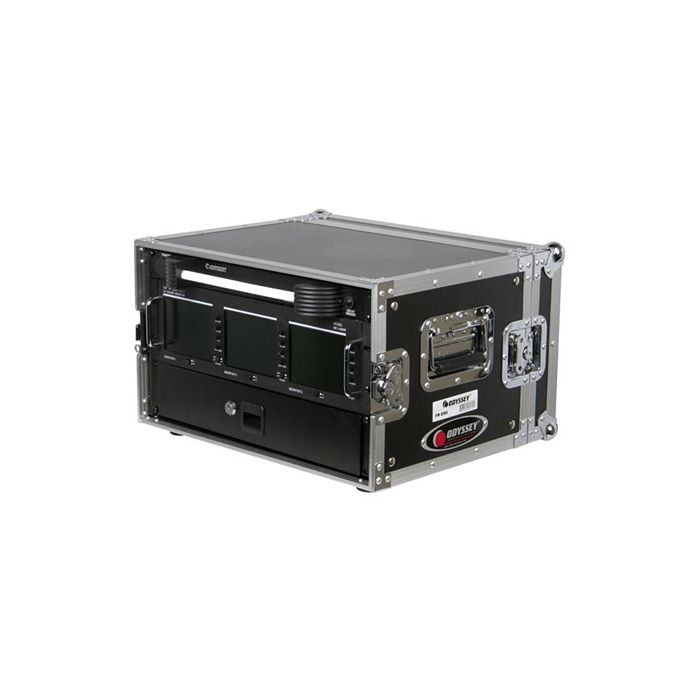 Odyssey Flight Ready Series 6-Space Effects Rack DJ Case with Stackable Ball Corners