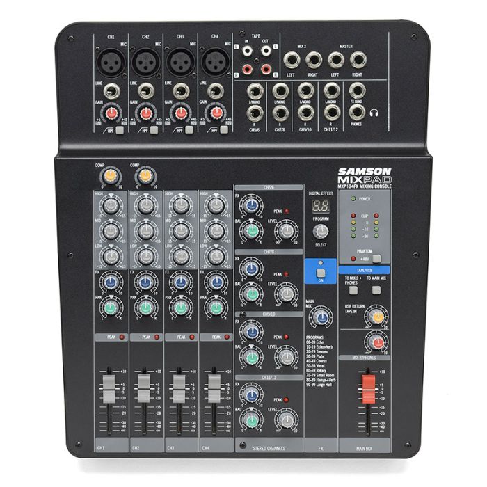 Samson - MixPad MXP124FX - Compact, 12-Input Analog Stereo Mixer with Effects and USB