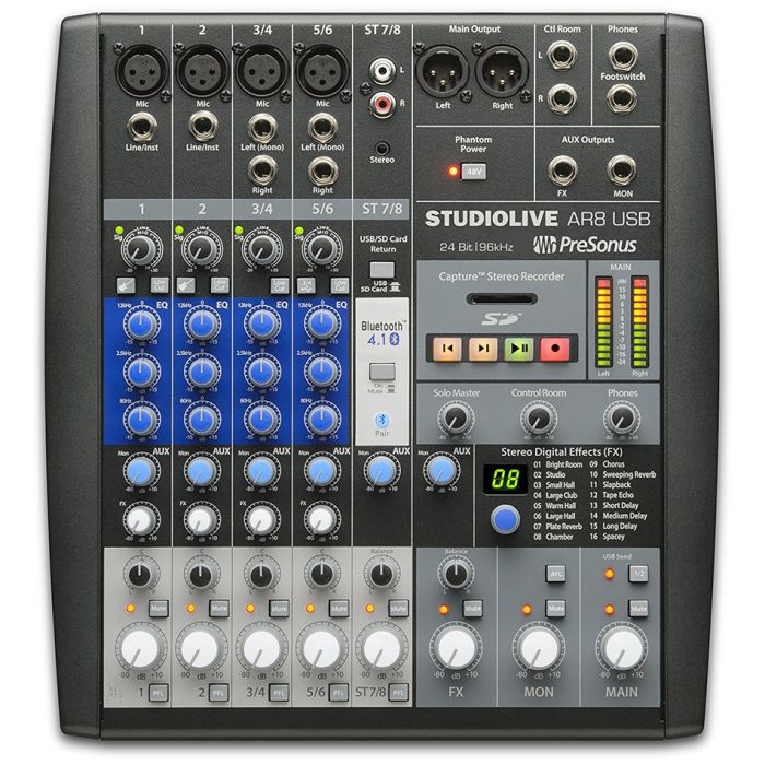 Presonus - StudioLive AR8 USB 8-Channel hybrid Performance and Recording Mixer