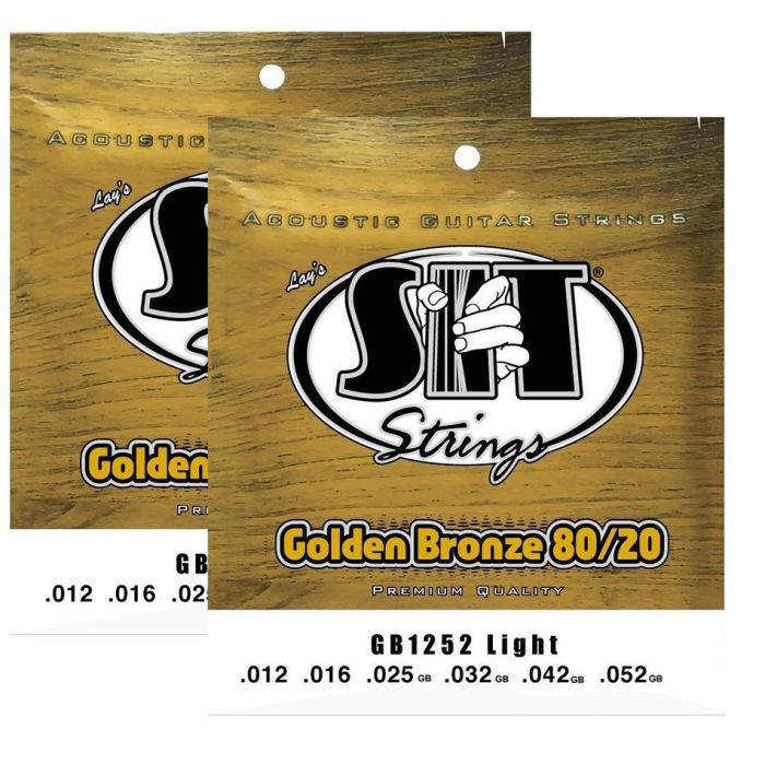 S.I.T. Strings GB1252 Light Golden Bronze 80/20 Acoustic Guitar Strings - 2 Sets