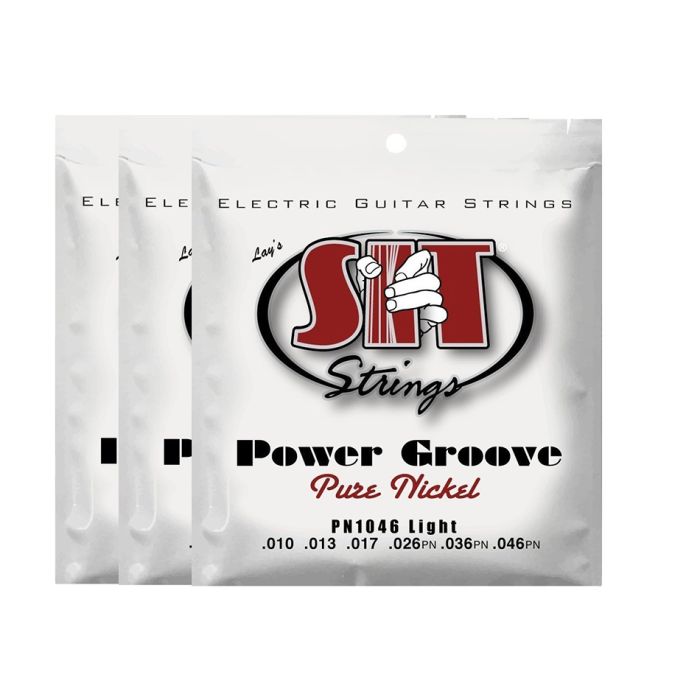 S.I.T. Strings PN1046 Light Pure Nickel Power Groove Electric Guitar Strings- 3 PACK
