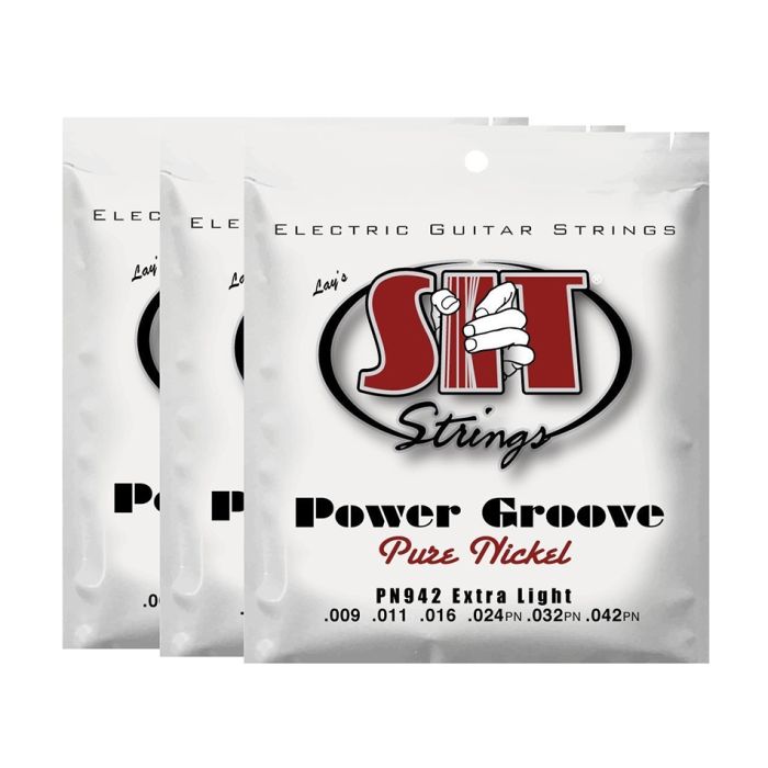 S.I.T. Strings PN942 Extra Light Pure Nickel Power Groove Electric Guitar String - 3 PACK