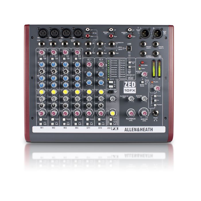 Allen & Heath ZED-10FX Four Mono Mic/Lines with 2 Active D.I., 3 Stereo Line Inputs and Onboard Effects