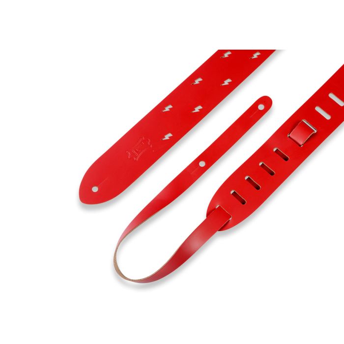 Levy's Classics Series Lightning Bolt Punch Out Guitar Strap M12LBC-RED
