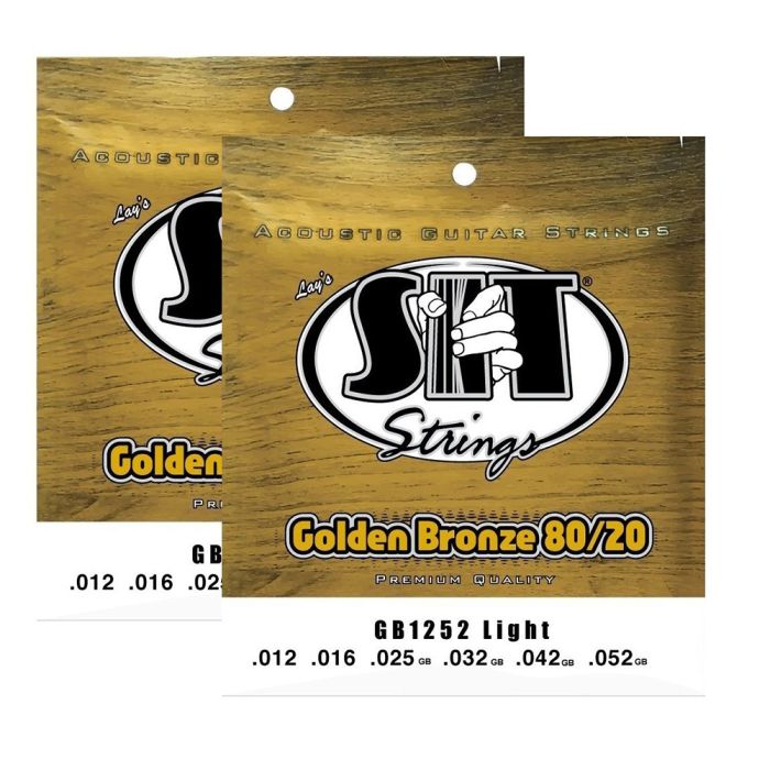 S.I.T. Strings GB1252 Light Golden Bronze 80/20 Acoustic Guitar Strings - 2 Sets