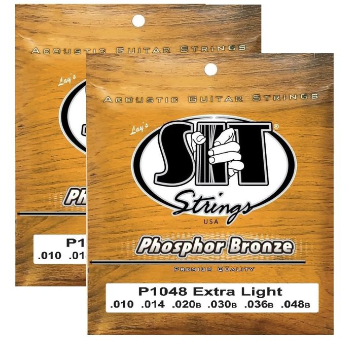 S.I.T. Strings P1048 Extra Light Phosphor Bronze Acoustic Guitar Strings - 2 Sets
