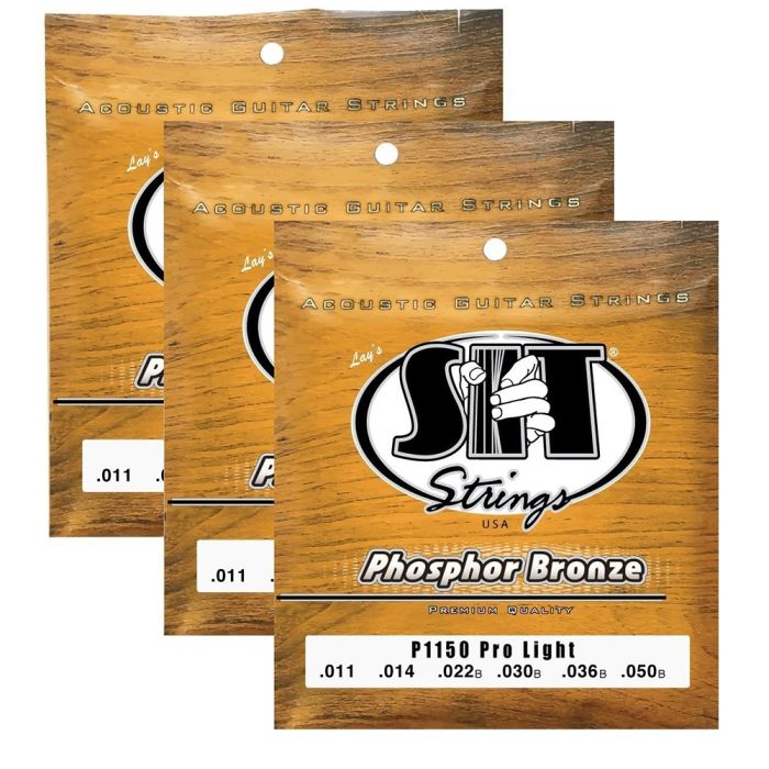 S.I.T. Strings P1150 Pro Light Phosphor Bronze Acoustic Guitar Strings - 3 Sets