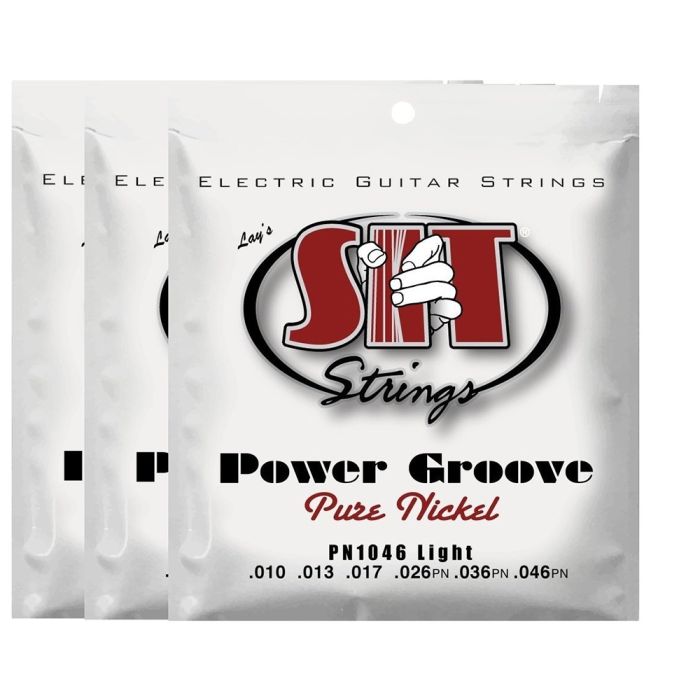 S.I.T. Strings PN1046 Light Pure Nickel Power Groove Electric Guitar Strings- 3 Sets