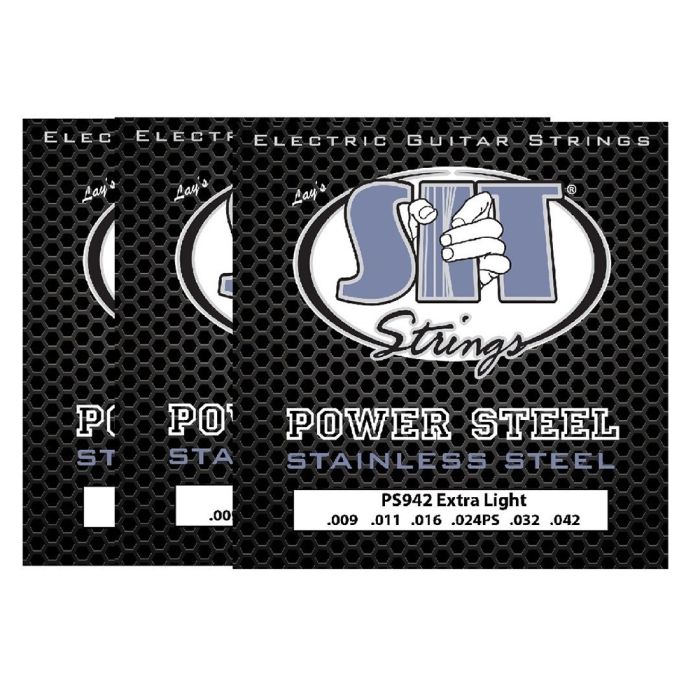 S.I.T. Strings PS942 Power Steel Stainless Steel Extra Light Electric Guitar String - 3 Sets