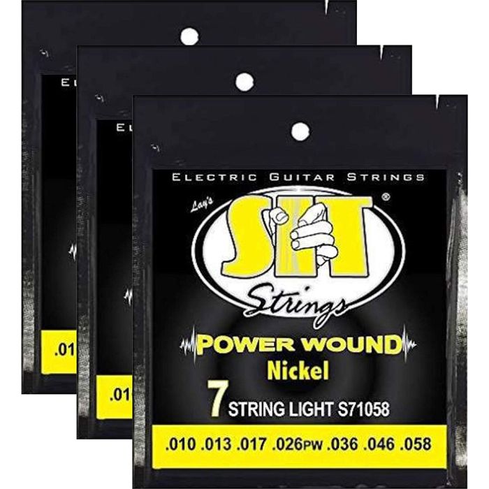 S.I.T. Strings S71058 Seven String Nickel Wound Electric Guitar String, Medium - 3 Sets