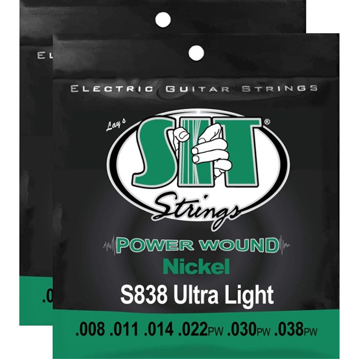 S.I.T. Strings S838 Nickel Plated Electric Guitar Strings, Ultra Light - 2 Sets