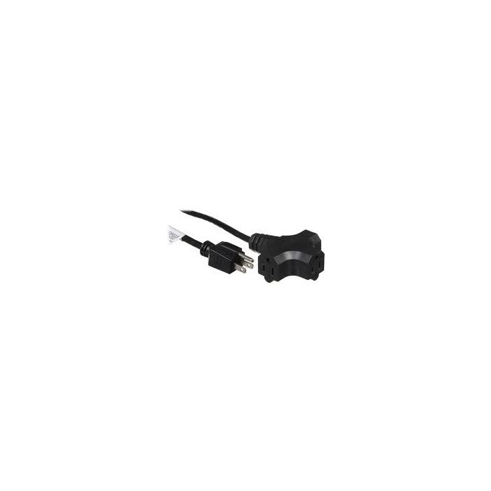 AC Extension Cord with Three Outlets (16 AWG, Black, 10') Available For Rent