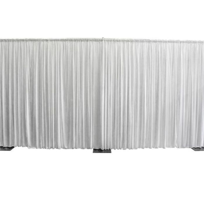 10' Tall Pipe & Drape White Most Widths for Rent